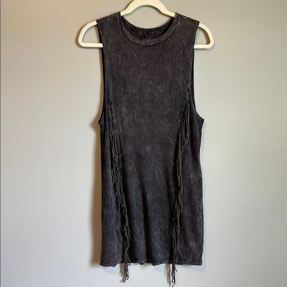 Billabong Charcoal Acid Wash Fringe Dress